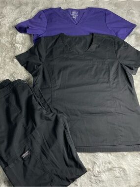 Cherokee Women's Scrub Set Black & Purple-0081